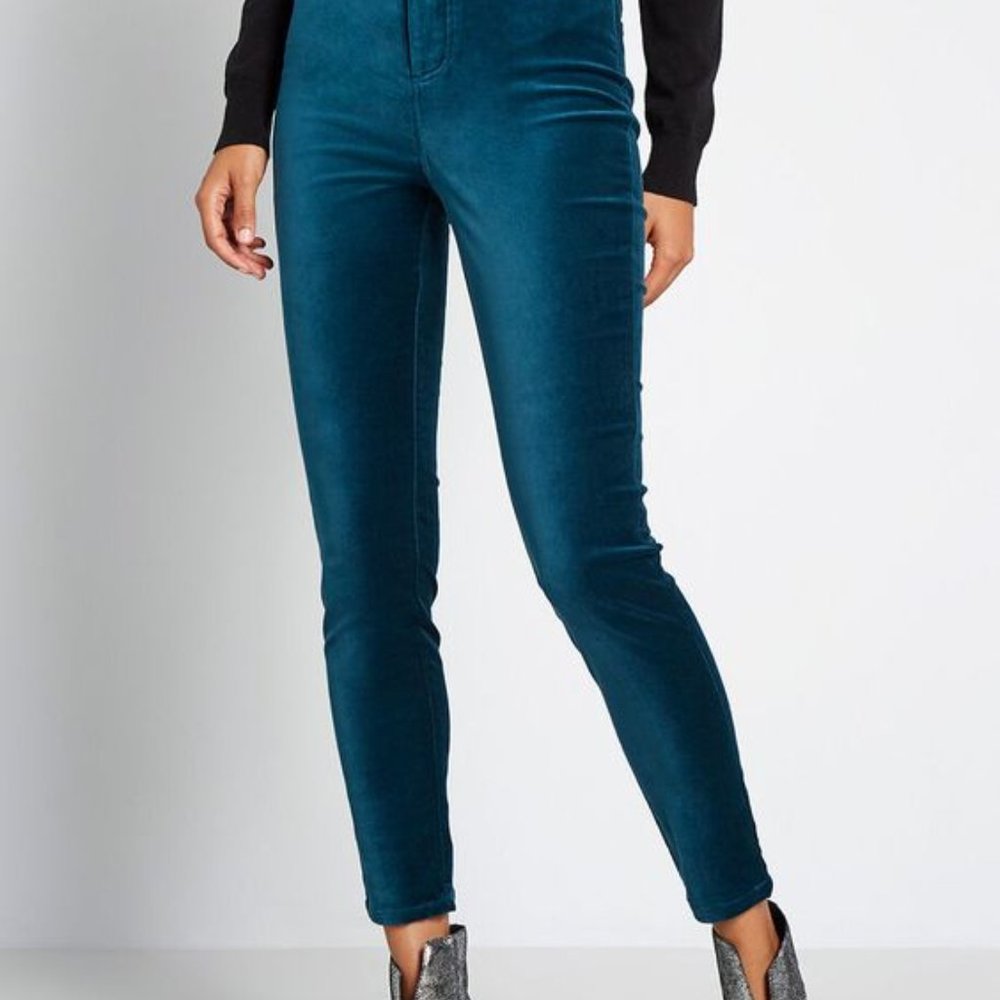 Modcloth Blue Velvet Simply Divine Skinny Pants